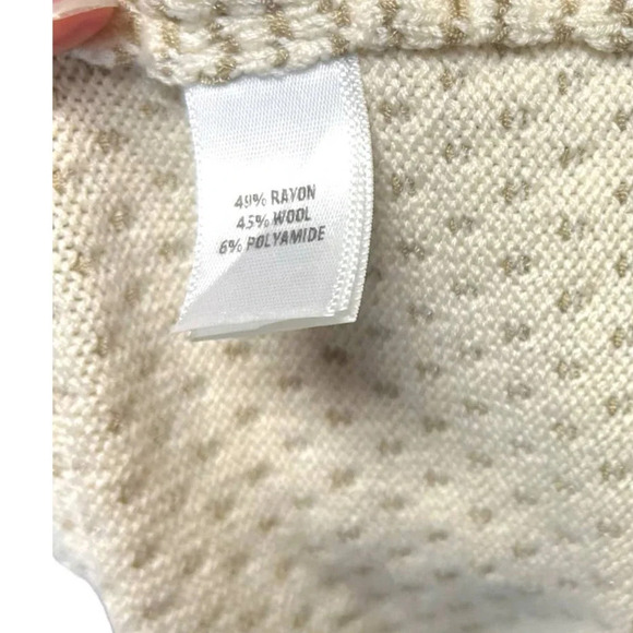 St. John Cream Ivory Stripe Knit Zip Front Sweater Jacket Size XL **Flawed‎ - Picture 8 of 10